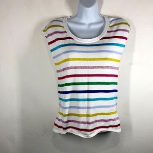 Talbots white rainbow sparkle sweater size small petite